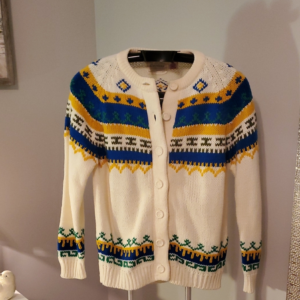 Vintage 1960's Women's Multicolor Patterned Sweater